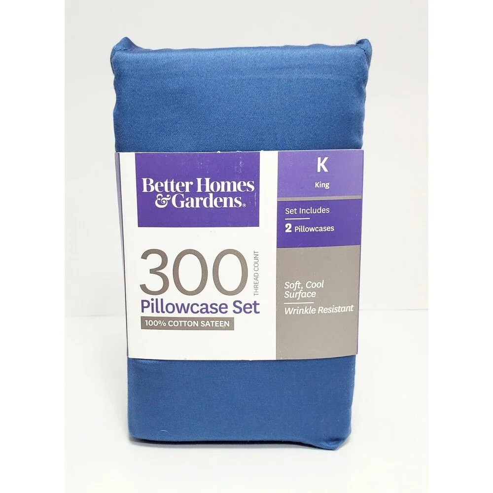 Better Homes & Gardens King Pillowcase Set 100% Cotton 300 Thread Count New